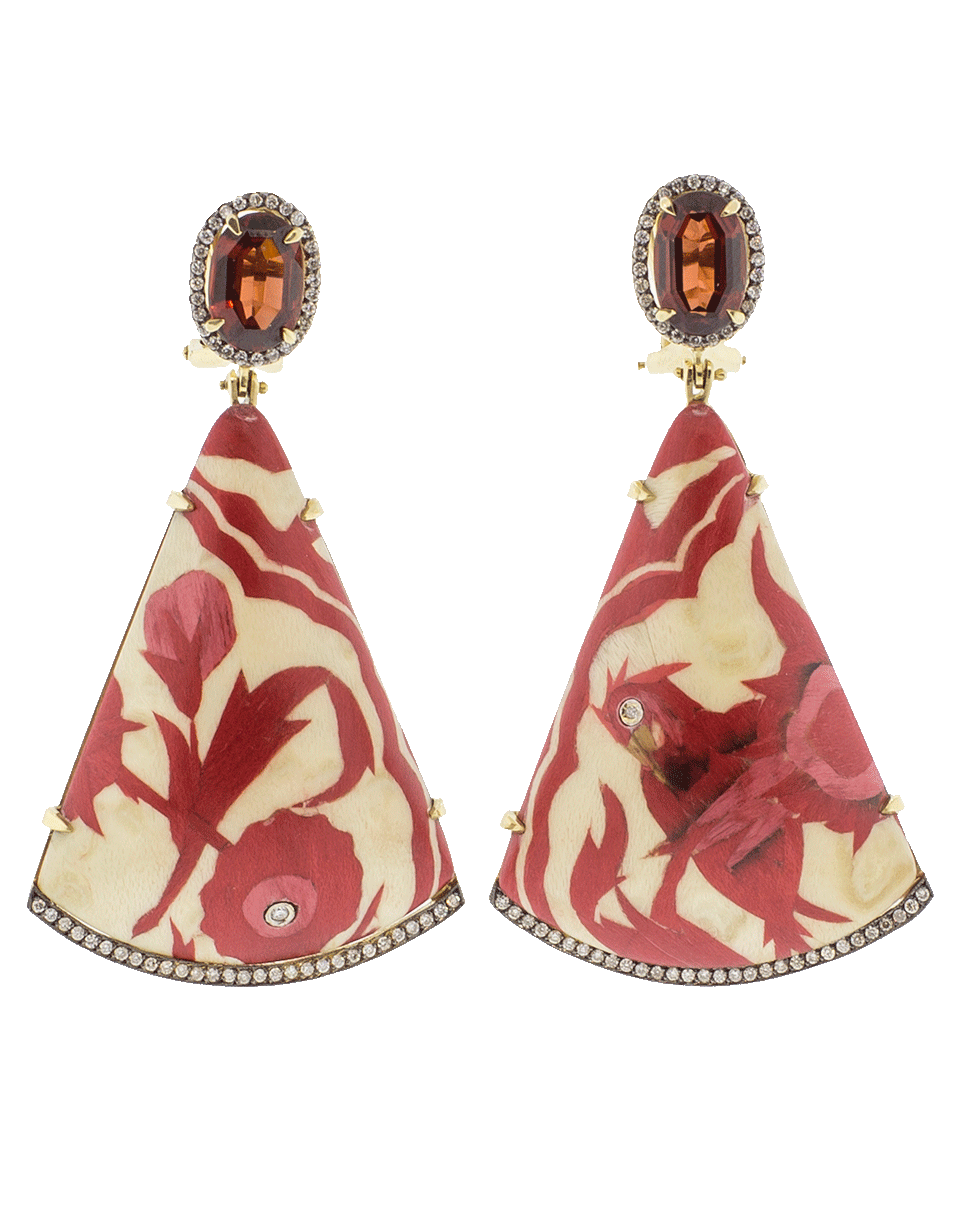 SILVIA FURMANOVICH-Marquetry Red Bird Earrings-YELLOW GOLD