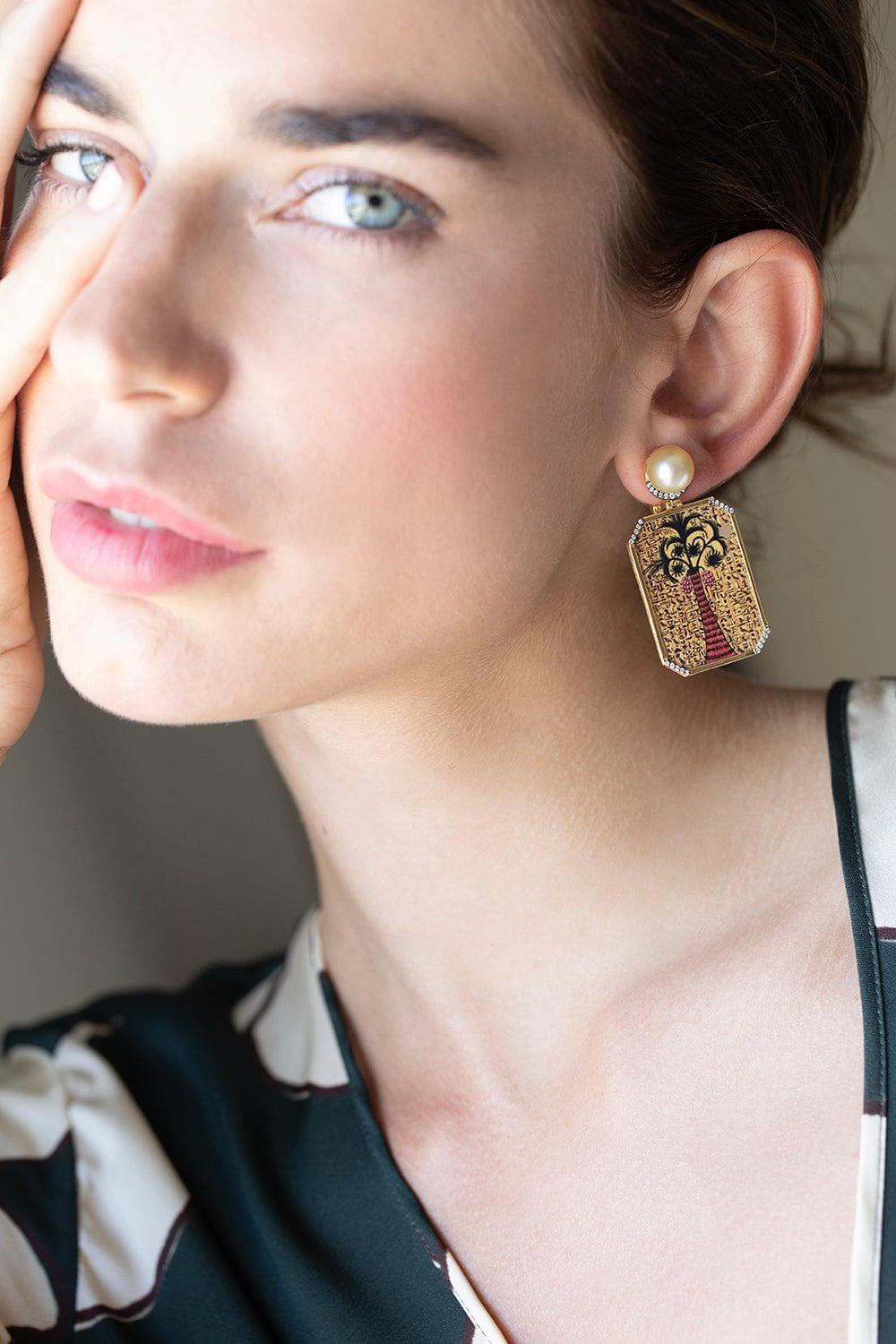 SILVIA FURMANOVICH-Mini Egypt Painting Earrings-YELLOW GOLD