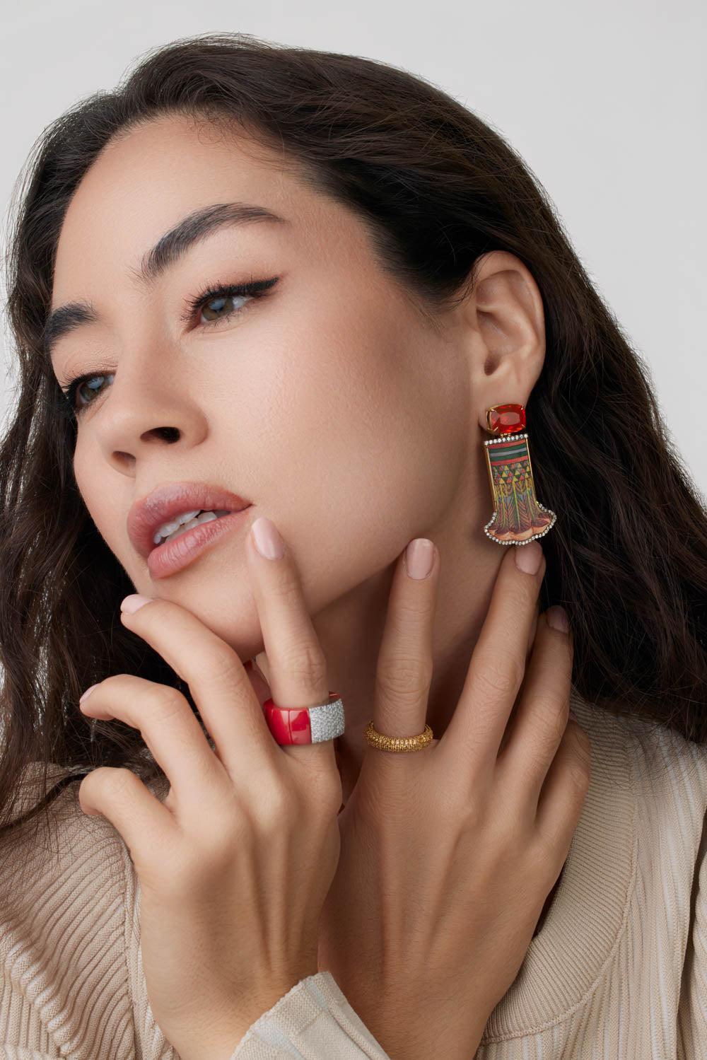 Miniature Egyptian Column Earrings-YELLOW GOLD-JEWELRYFINE JEWELEARRING-SILVIA FURMANOVICH