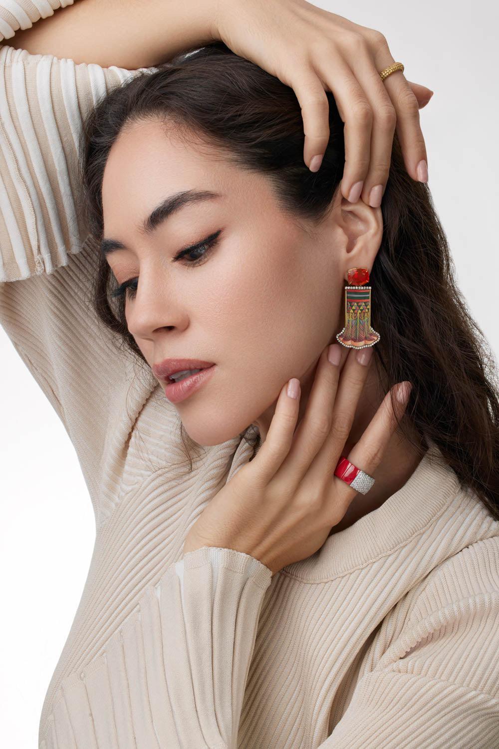 Miniature Egyptian Column Earrings-YELLOW GOLD-JEWELRYFINE JEWELEARRING-SILVIA FURMANOVICH