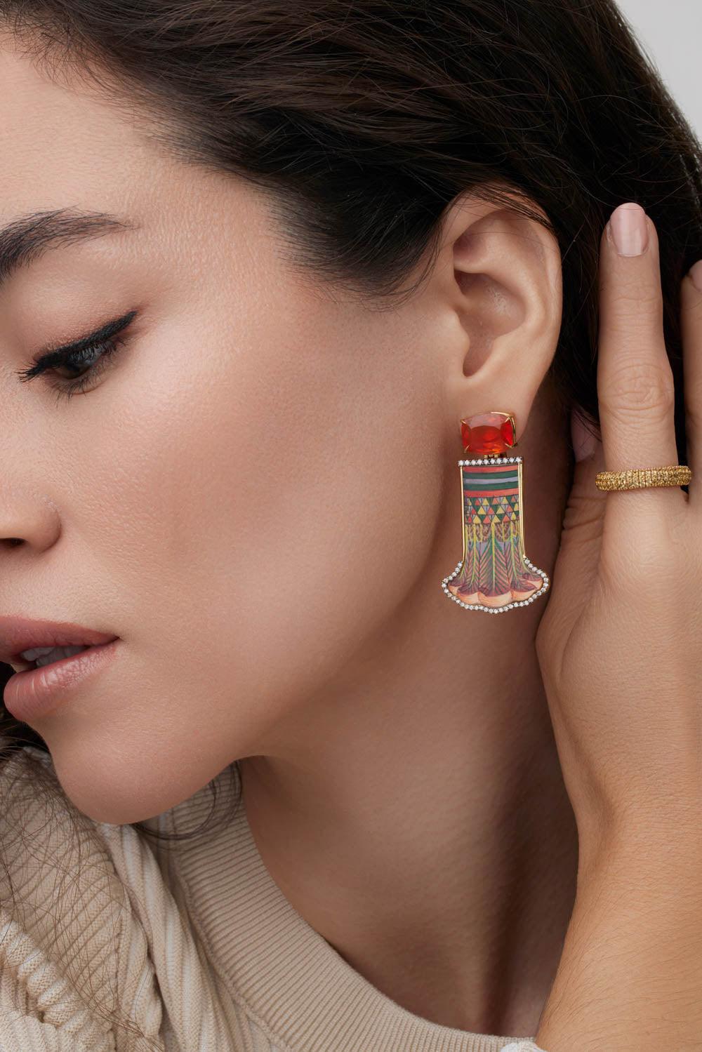 Miniature Egyptian Column Earrings-YELLOW GOLD-JEWELRYFINE JEWELEARRING-SILVIA FURMANOVICH