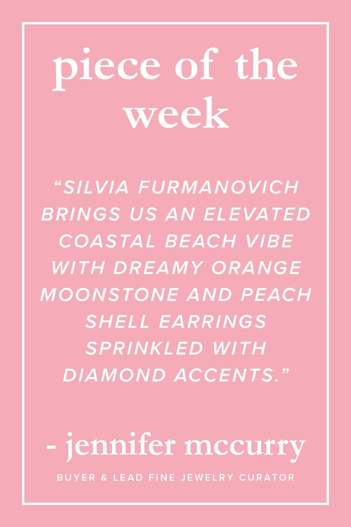 SILVIA FURMANOVICH-Orange Moonstone Shell Earrings-YELLOW GOLD