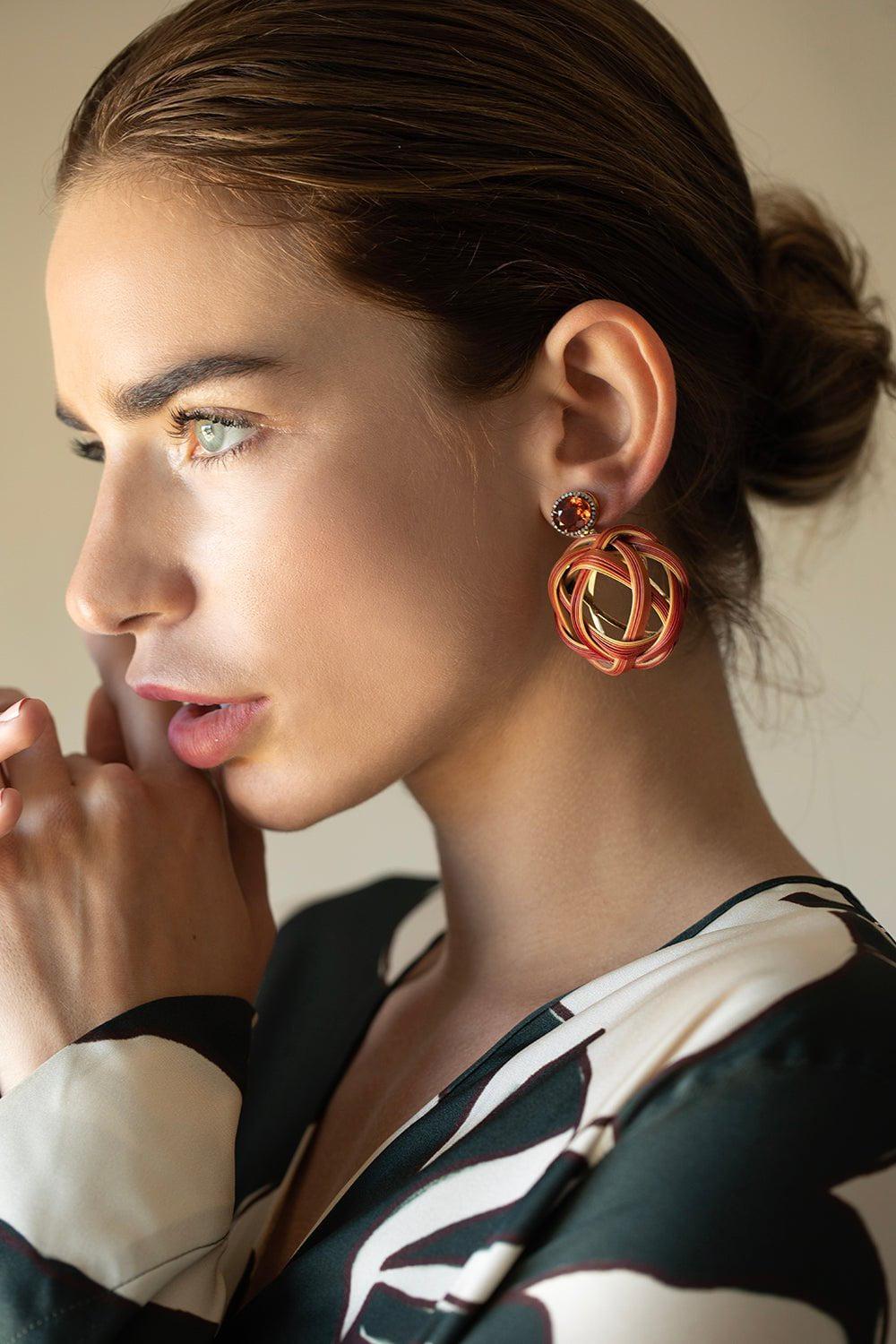 SILVIA FURMANOVICH-Red Bamboo Earrings-YELLOW GOLD