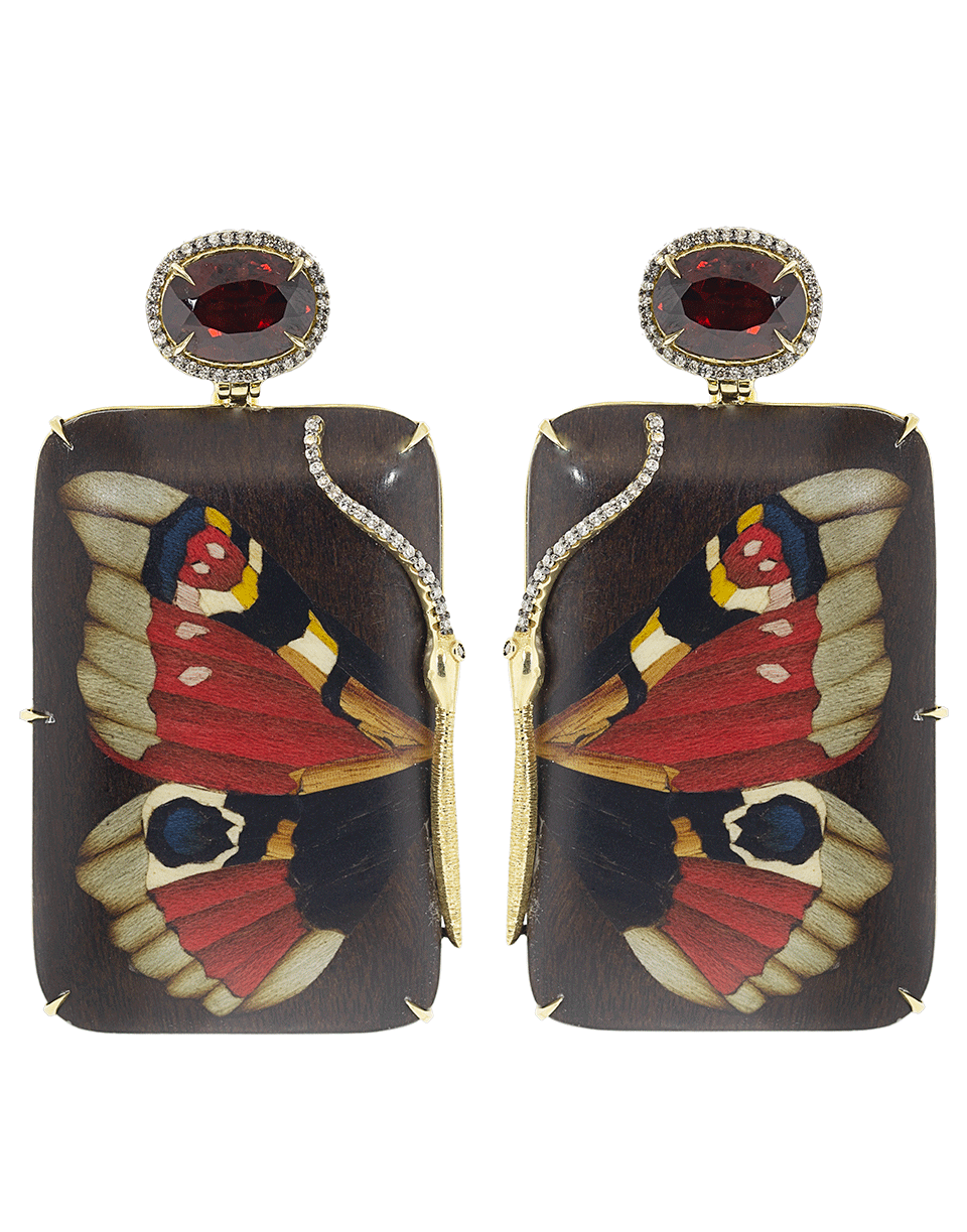 SILVIA FURMANOVICH-Red Garnet Butterfly Earrings-YELLOW GOLD