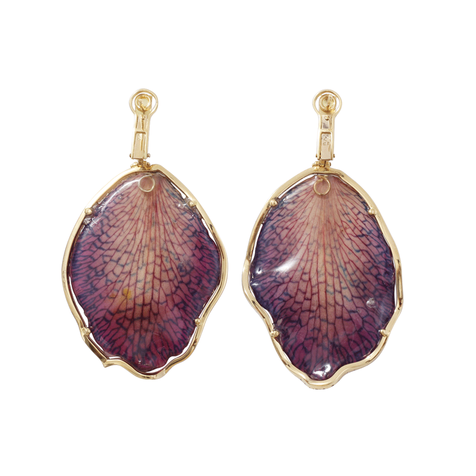 SILVIA FURMANOVICH-Resin Orchid Petal Earrings-YELLOW GOLD