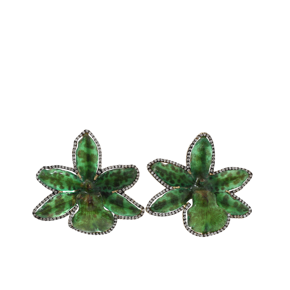 SILVIA FURMANOVICH-Resin Orchid Petal Earrings-YELLOW GOLD