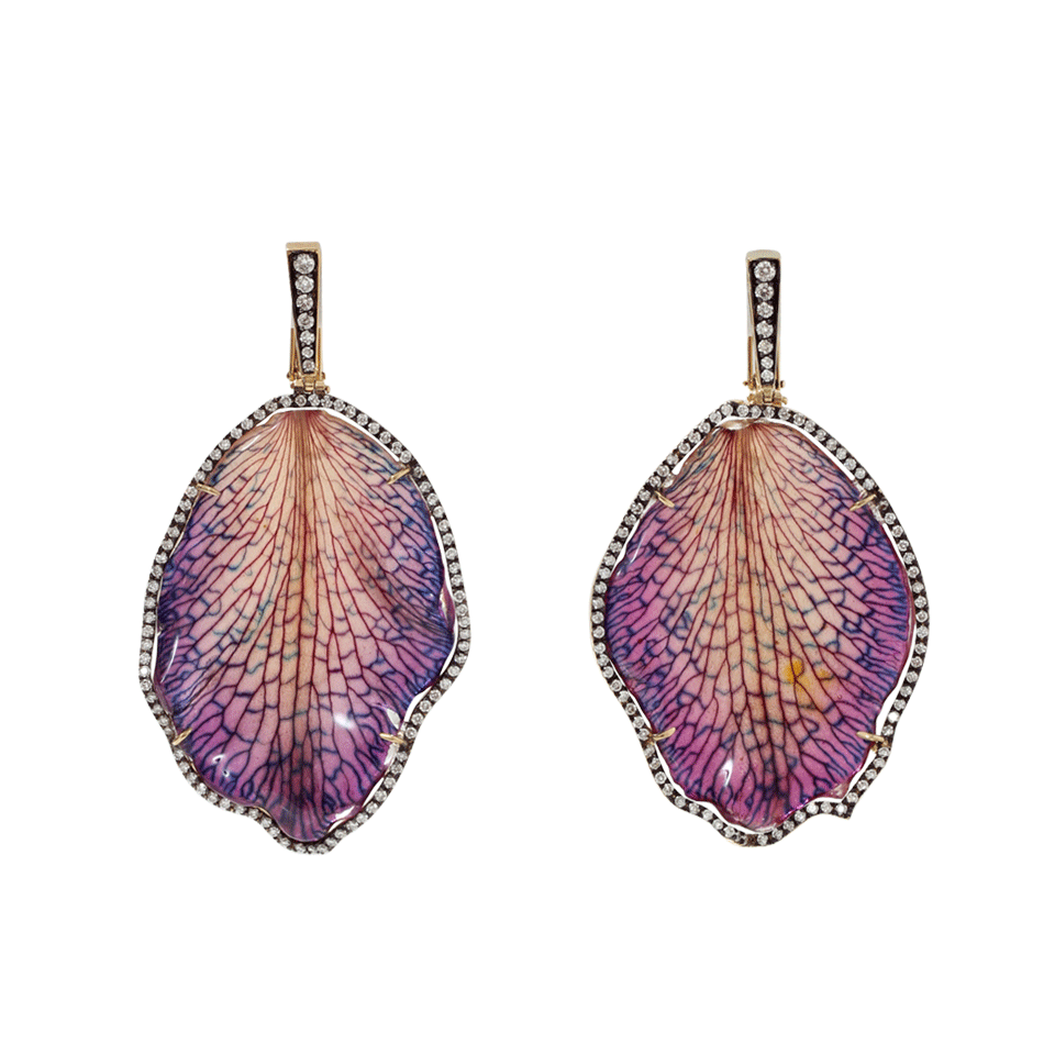 SILVIA FURMANOVICH-Resin Orchid Petal Earrings-YELLOW GOLD