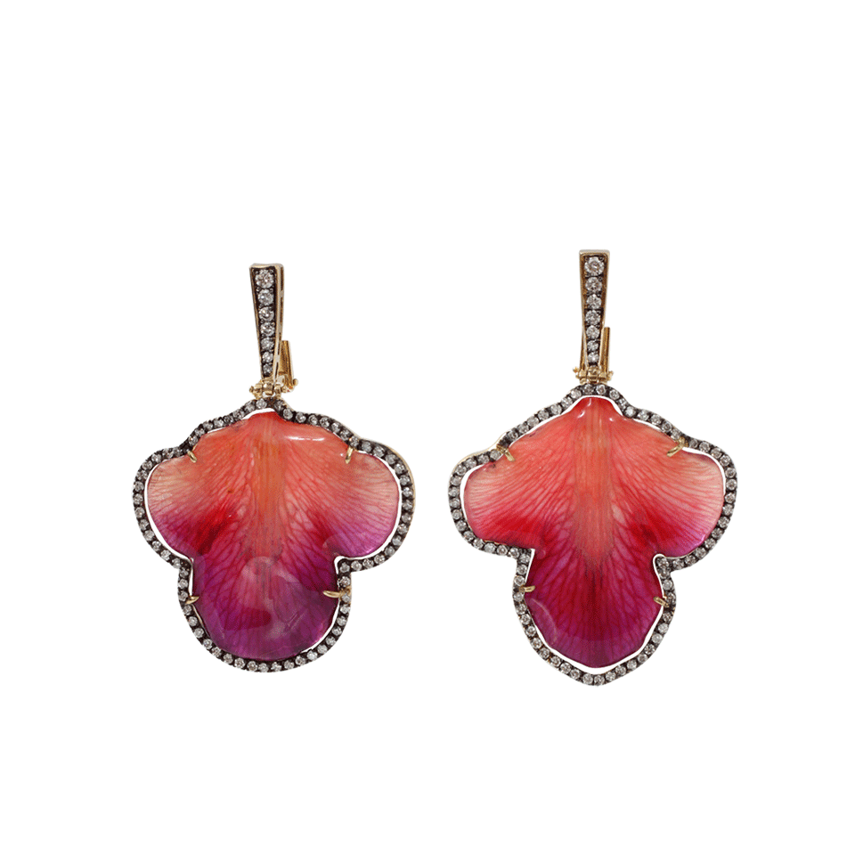 SILVIA FURMANOVICH-Resin Orchid Petal Earrings-YELLOW GOLD