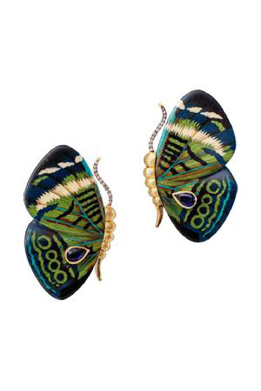 Small Kyanite Butterfly Marquetry Earrings-YELLOW GOLD-S-JEWELRYFINE JEWELEARRING-SILVIA FURMANOVICH