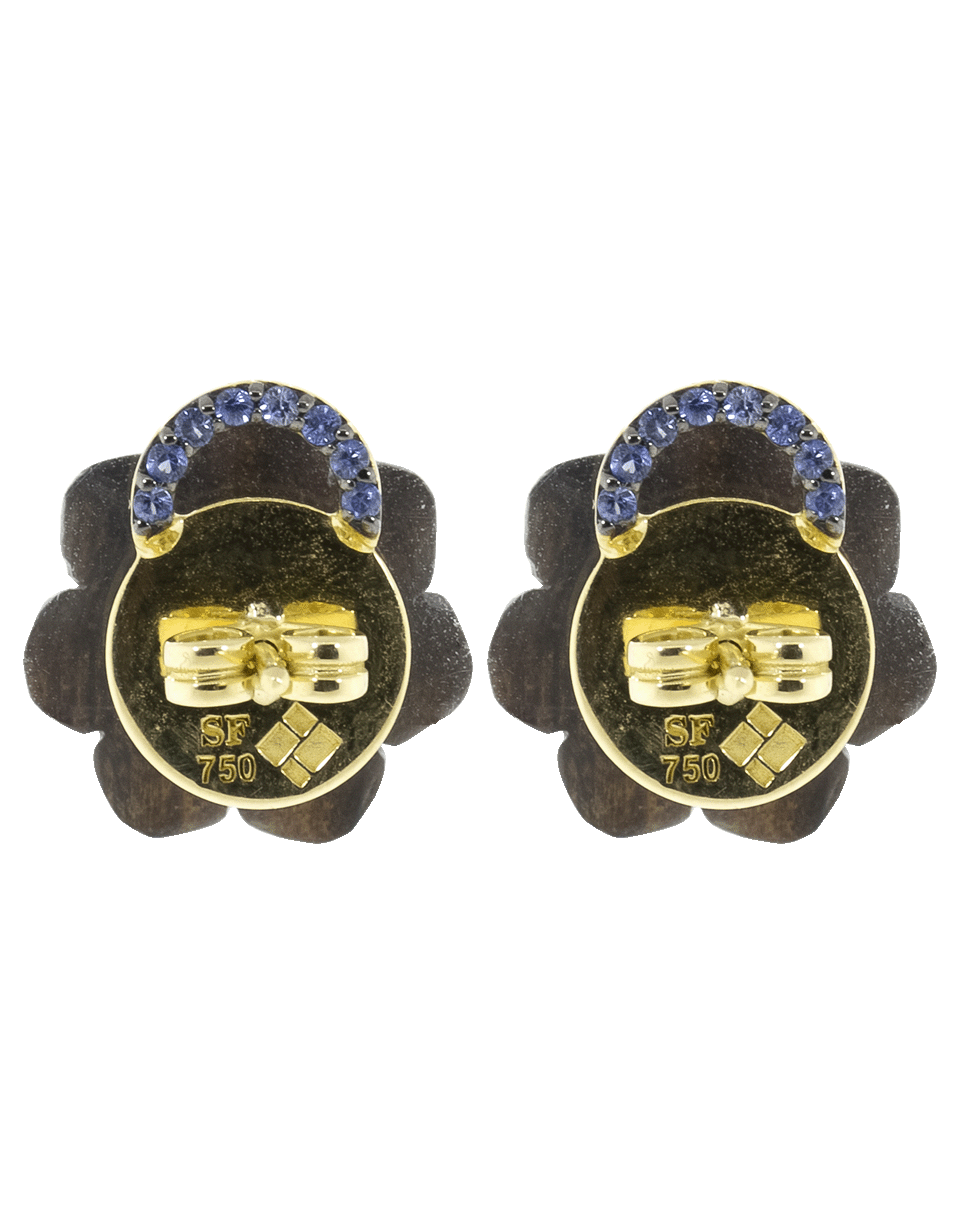 SILVIA FURMANOVICH-Sculptural Botanical Marquetry Flower Stud Earrings-YELLOW GOLD
