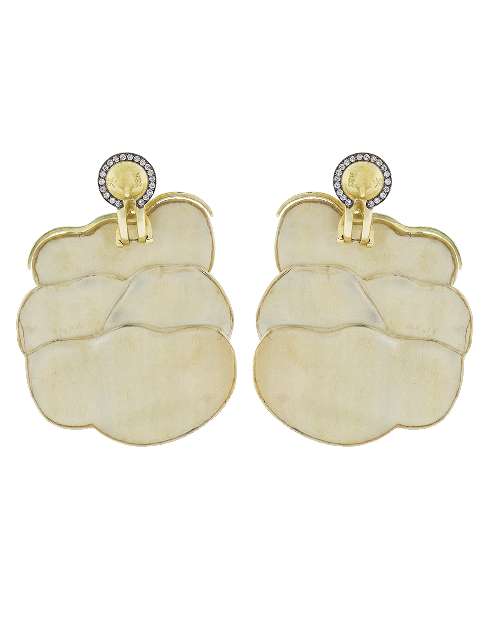 SILVIA FURMANOVICH-Sculptural Botanical Marquetry Neutral Mushroom Earrings-YELLOW GOLD
