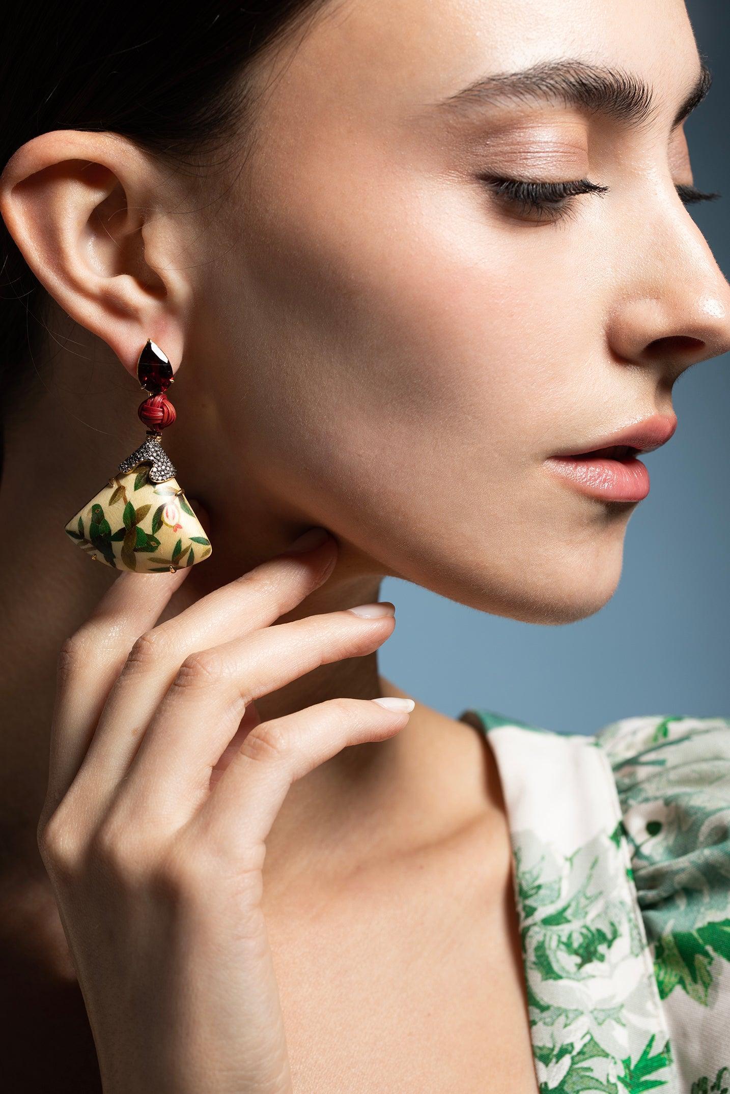 SILVIA FURMANOVICH-SF X Moye Marquetry Earrings-YELLOW GOLD