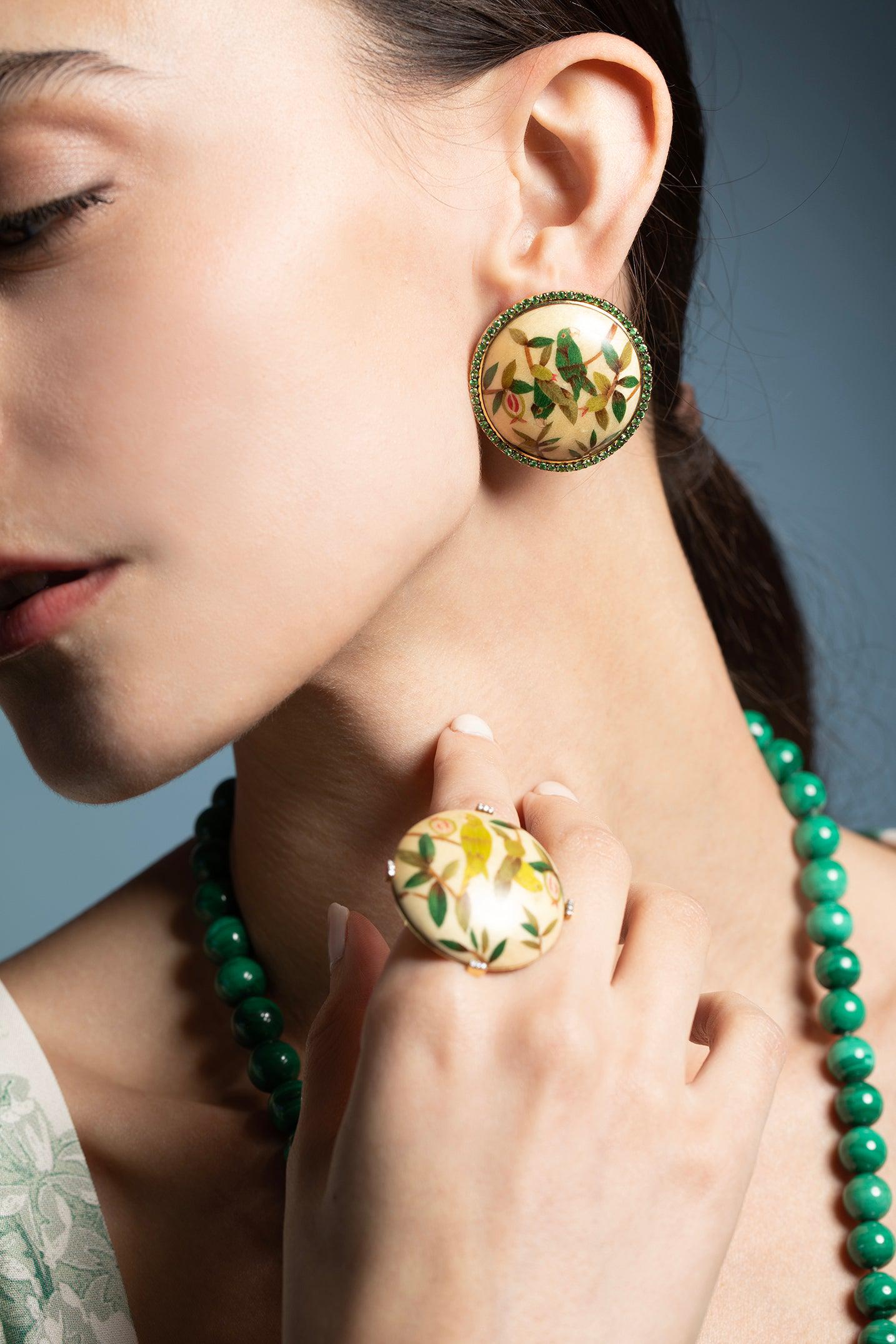 SILVIA FURMANOVICH-SF X Moye Marquetry Earrings-YELLOW GOLD