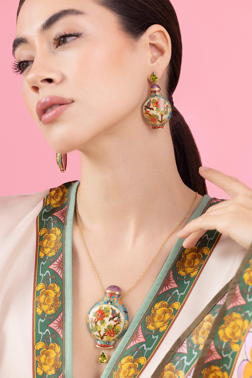 SILVIA FURMANOVICH-Snuff Bottle Marquetry Earrings-YELLOW GOLD