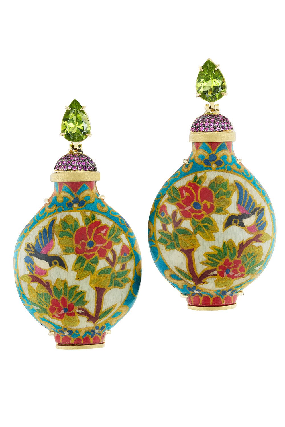 SILVIA FURMANOVICH-Snuff Bottle Marquetry Earrings-YELLOW GOLD