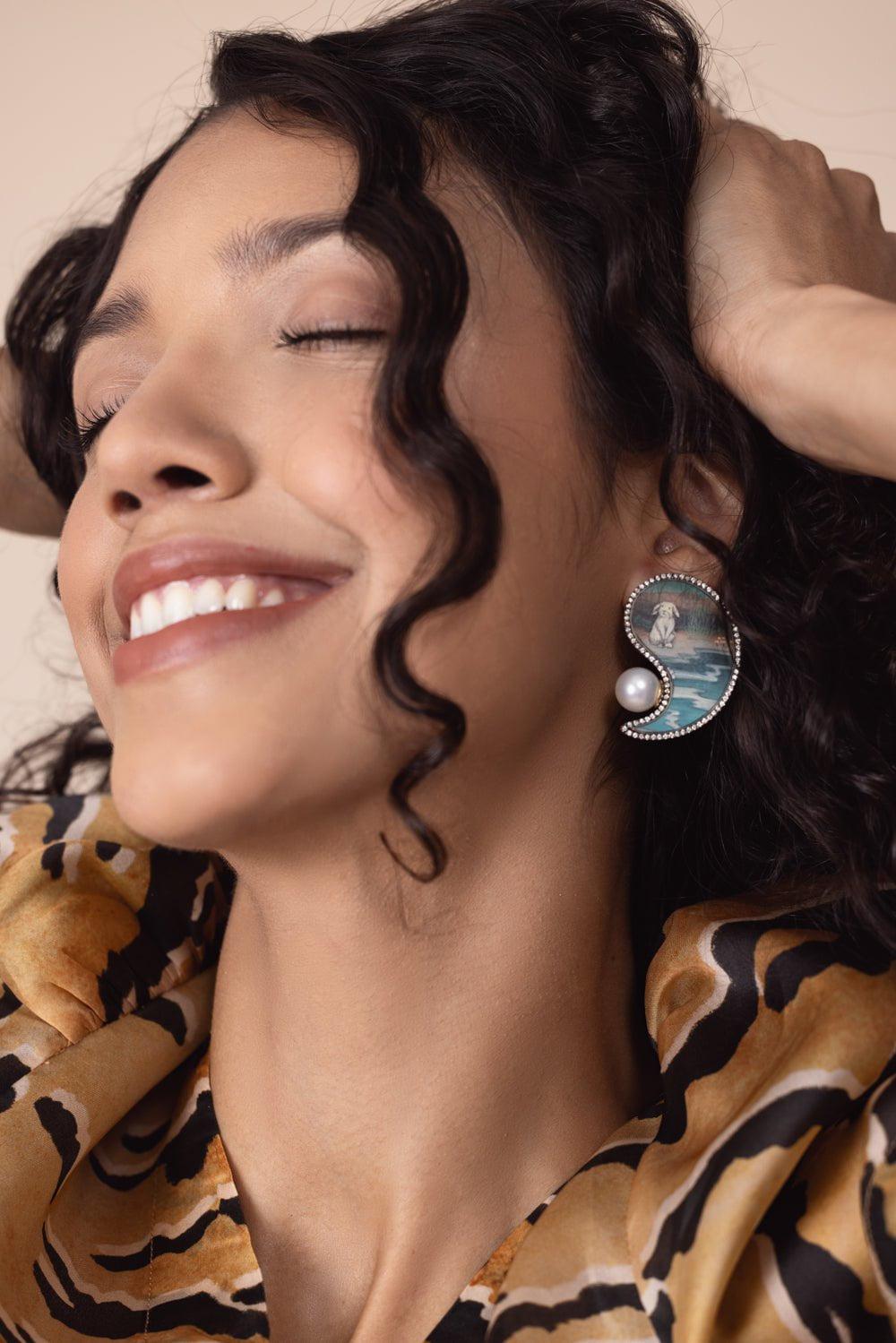 SILVIA FURMANOVICH-Ying Yang Rabbit Earrings-YELLOW GOLD