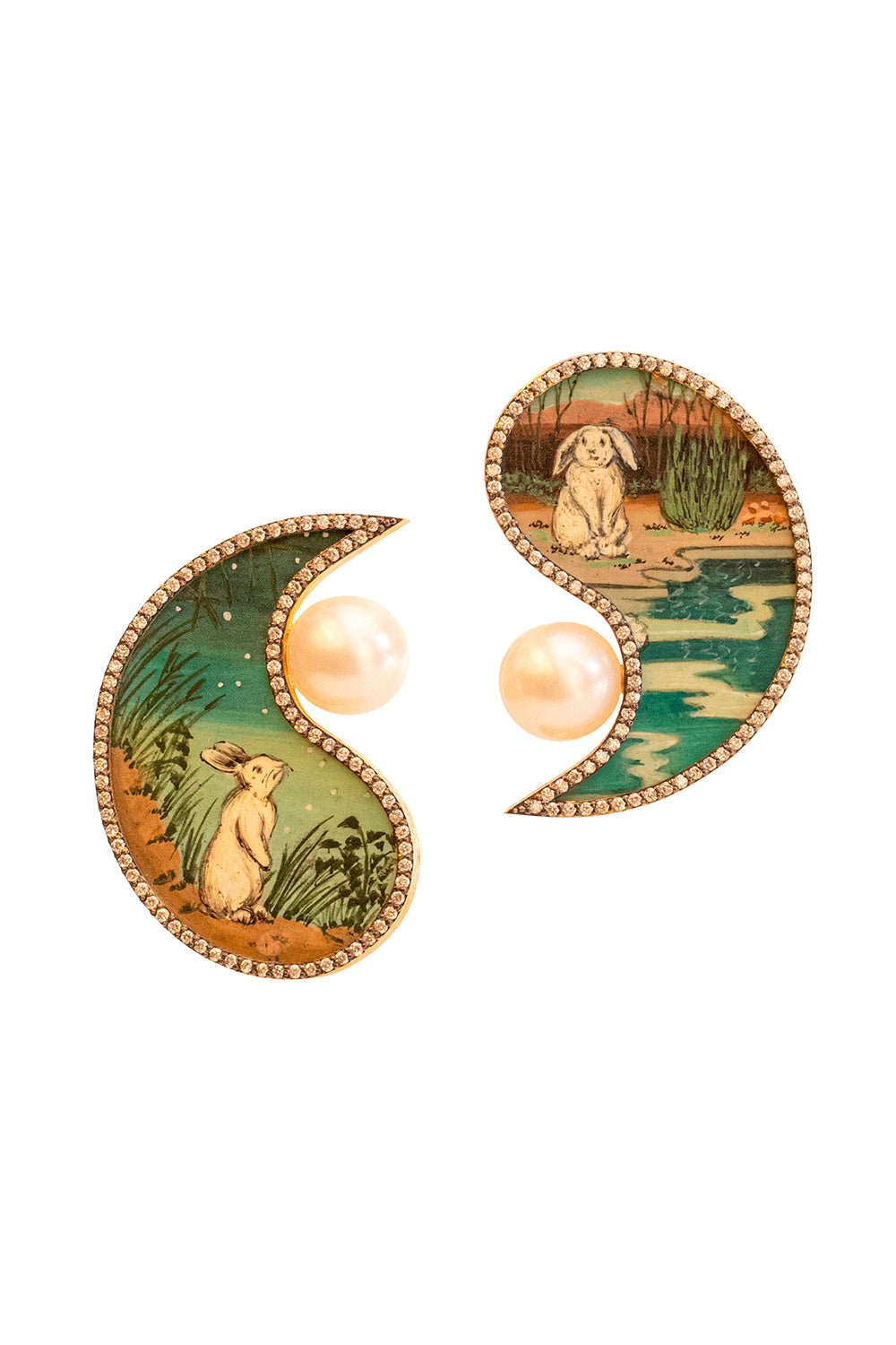 SILVIA FURMANOVICH-Ying Yang Rabbit Earrings-YELLOW GOLD