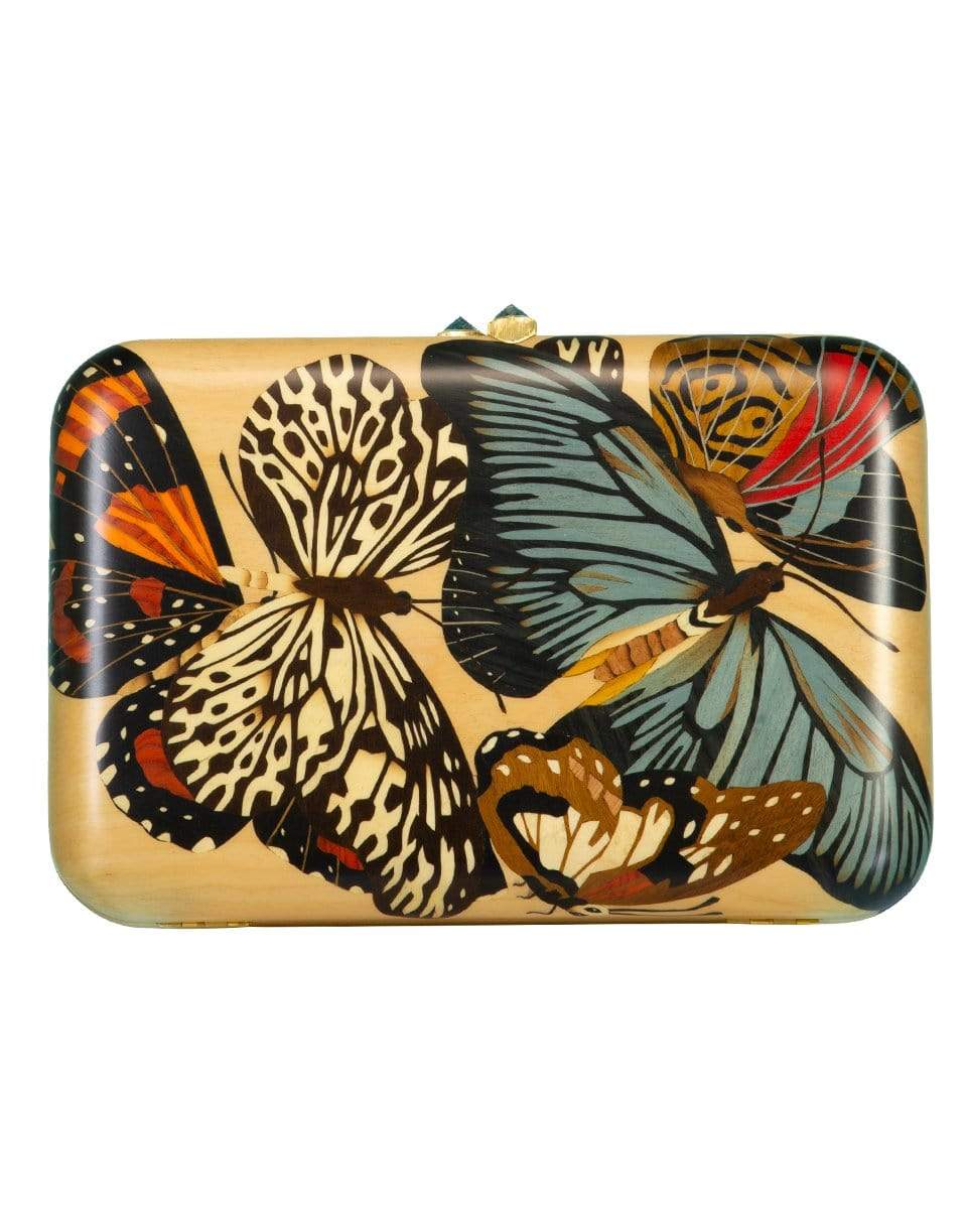 SILVIA FURMANOVICH-Blue Topaz and Marquetry Butterfly Clutch-YELLOW GOLD