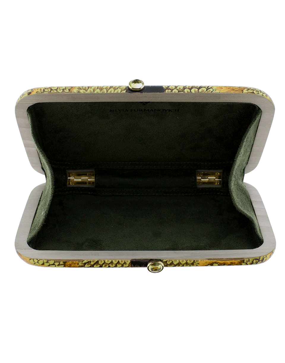 SILVIA FURMANOVICH-Floral Hand Painted Clutch-YELLOW GOLD