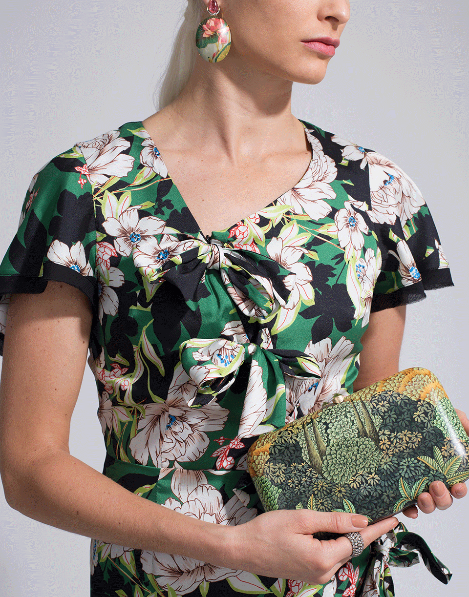 SILVIA FURMANOVICH-Floral Hand Painted Clutch-YELLOW GOLD