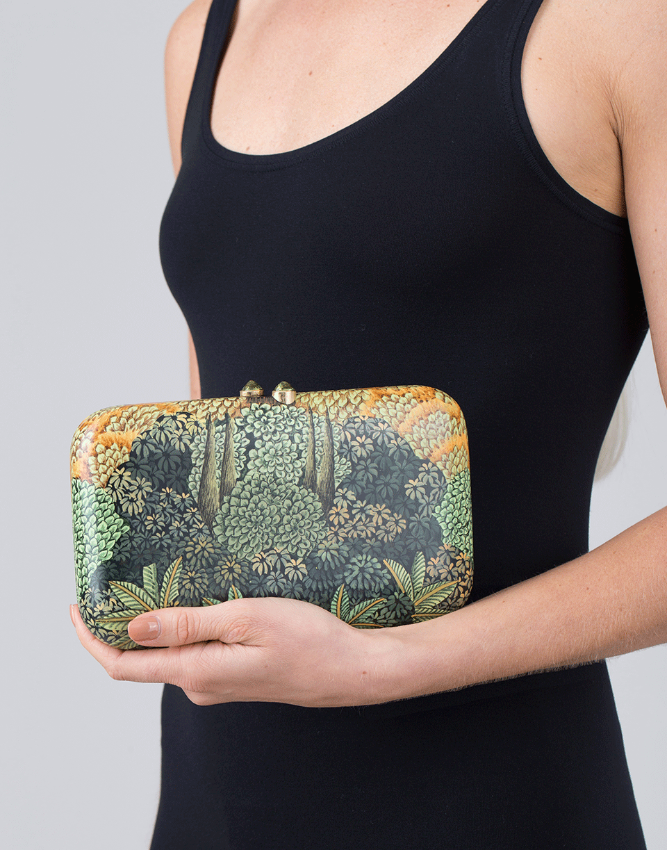 SILVIA FURMANOVICH-Floral Hand Painted Clutch-YELLOW GOLD