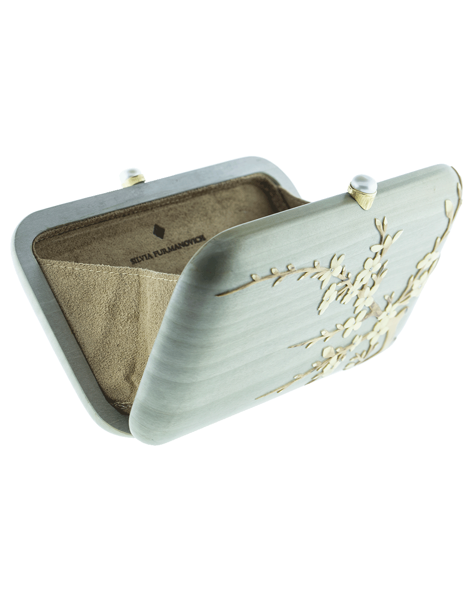 SILVIA FURMANOVICH-Marquetry Cherry Blossom Clutch-YELLOW GOLD
