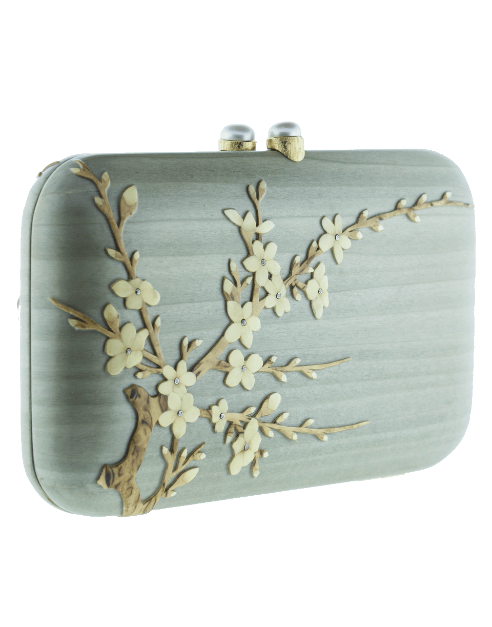 SILVIA FURMANOVICH-Marquetry Cherry Blossom Clutch-YELLOW GOLD