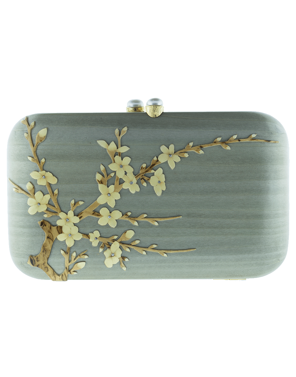 SILVIA FURMANOVICH-Marquetry Cherry Blossom Clutch-YELLOW GOLD