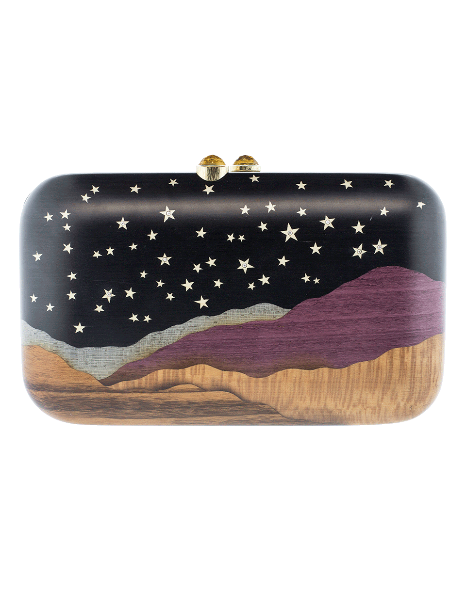 SILVIA FURMANOVICH-Marquetry Desert Moon Clutch-YELLOW GOLD