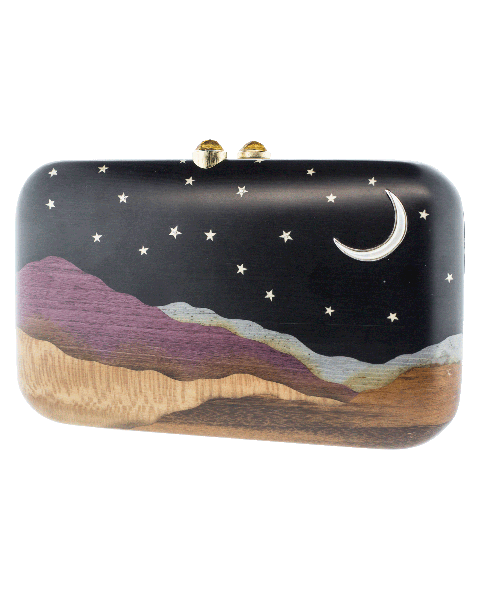 SILVIA FURMANOVICH-Marquetry Desert Moon Clutch-YELLOW GOLD