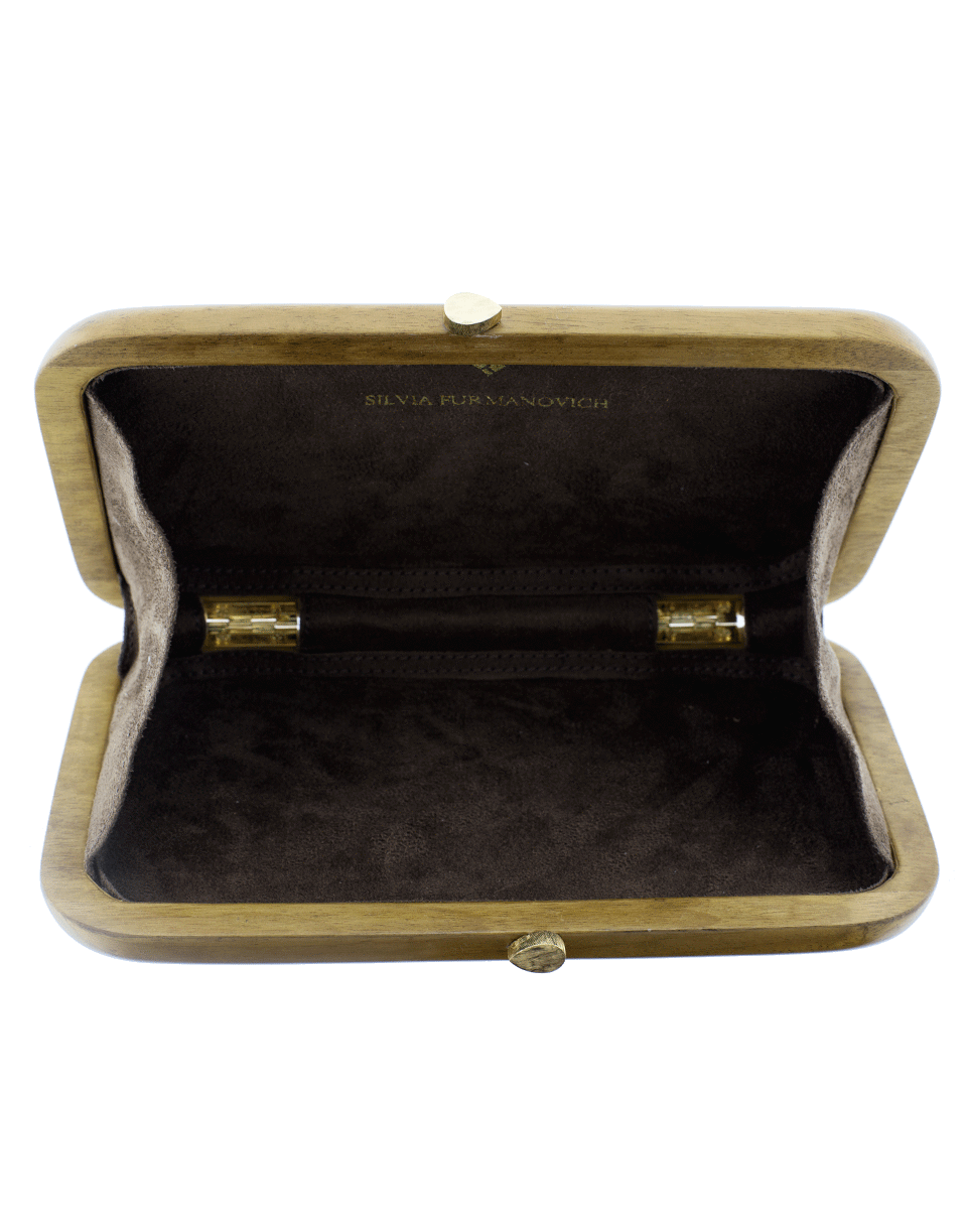 SILVIA FURMANOVICH-Marquetry Garibu Clutch-YELLOW GOLD