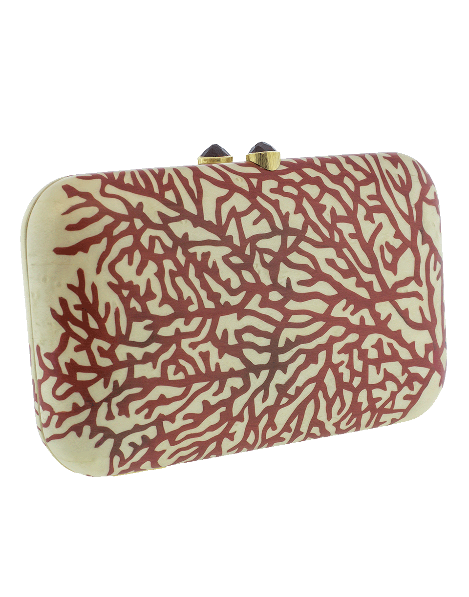 SILVIA FURMANOVICH-Marquetry Red Coral Clutch-YELLOW GOLD