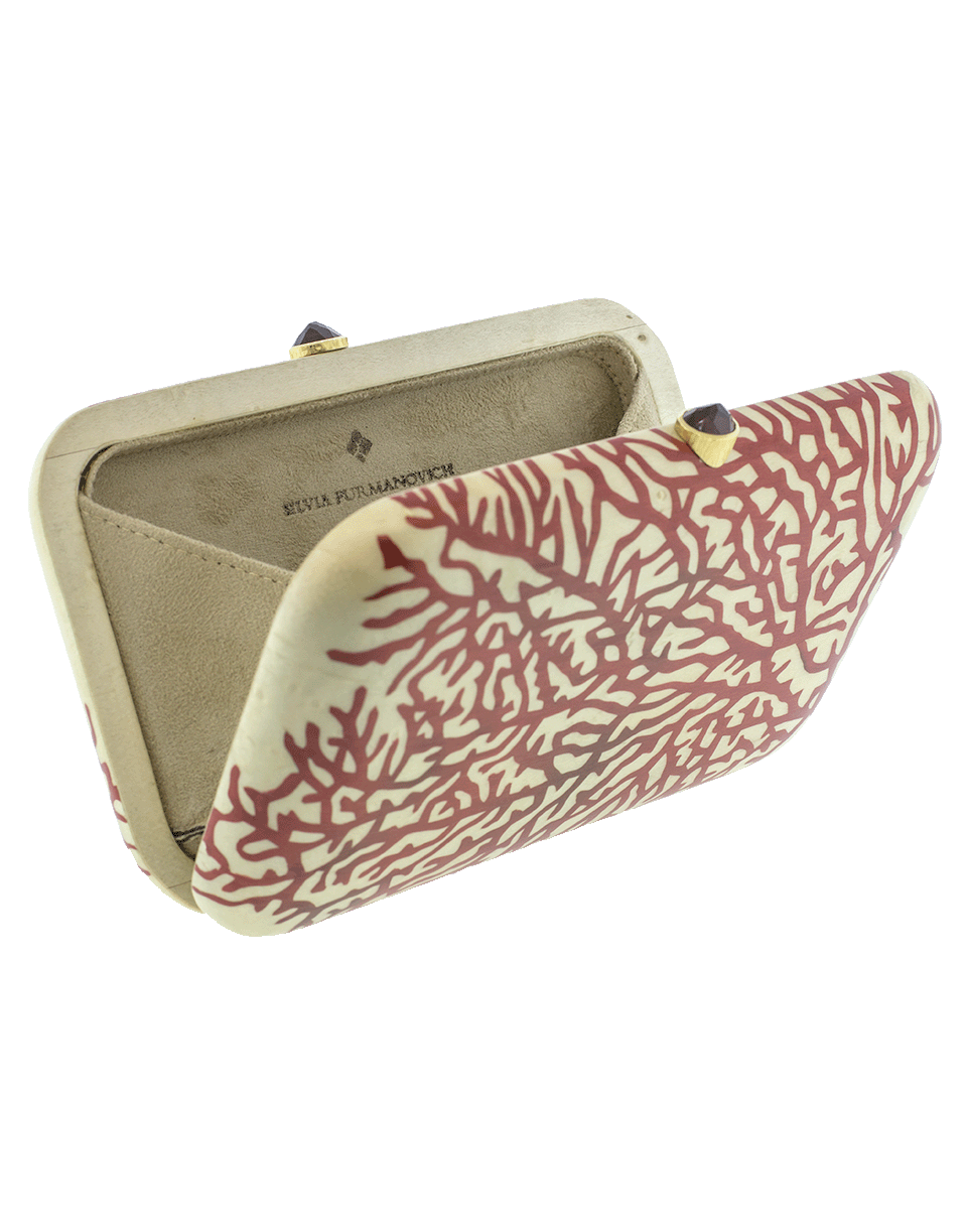 SILVIA FURMANOVICH-Marquetry Red Coral Clutch-YELLOW GOLD