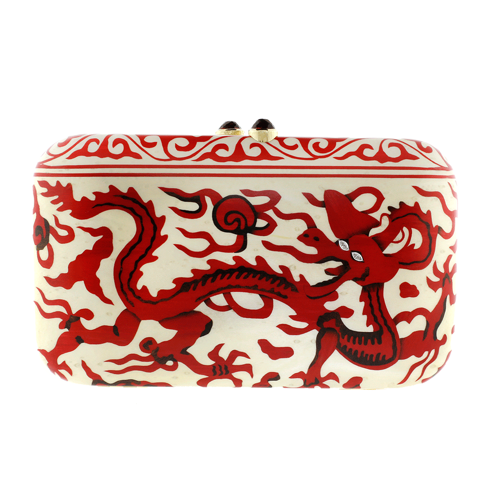 SILVIA FURMANOVICH-Marquetry Red Dragon Clutch-YELLOW GOLD