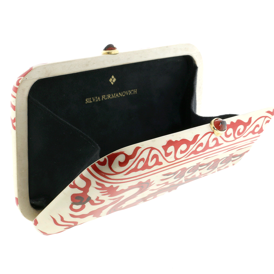 SILVIA FURMANOVICH-Marquetry Red Dragon Clutch-YELLOW GOLD