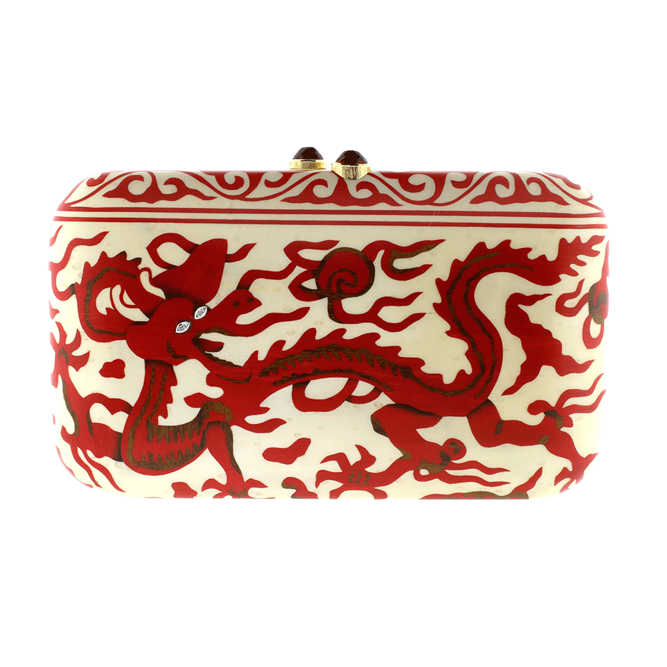 SILVIA FURMANOVICH-Marquetry Red Dragon Clutch-YELLOW GOLD