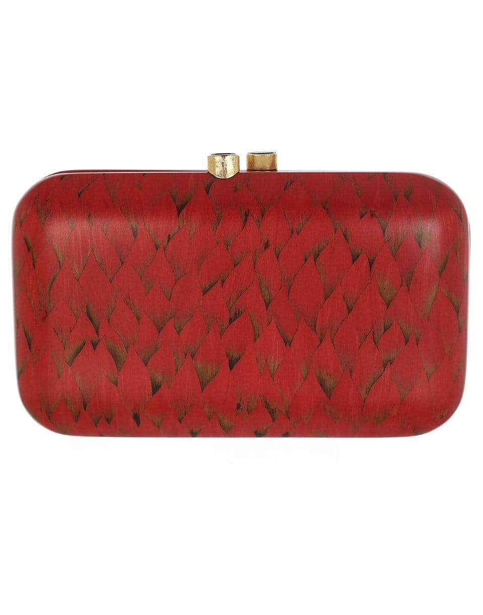 SILVIA FURMANOVICH-Marquetry Red Flame Scale Clutch-YELLOW GOLD