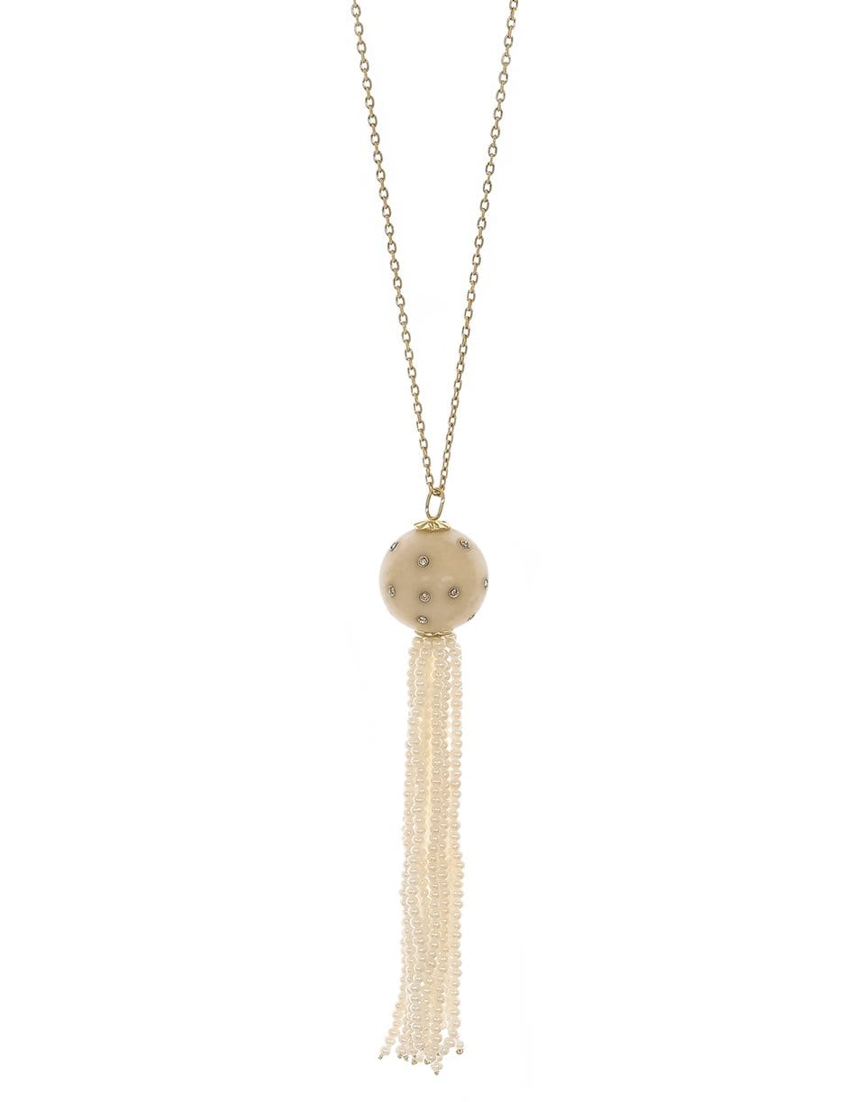 SILVIA FURMANOVICH-Jarina Bead and Pearl Tassel Necklace-YELLOW GOLD