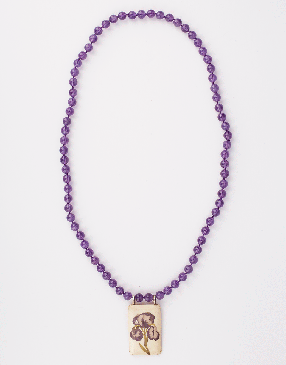 SILVIA FURMANOVICH-Marquestry Purple Bead Flower Necklace-YELLOW GOLD