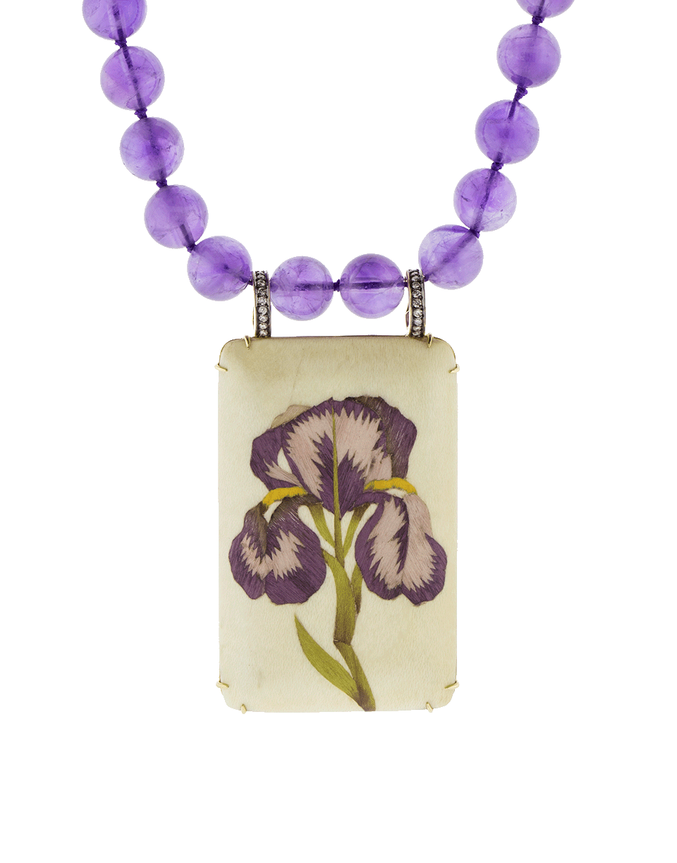 SILVIA FURMANOVICH-Marquestry Purple Bead Flower Necklace-YELLOW GOLD