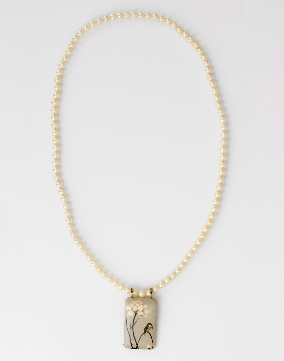 SILVIA FURMANOVICH-Marquetry Bird Golden Pearl And Diamond Necklace-YELLOW GOLD