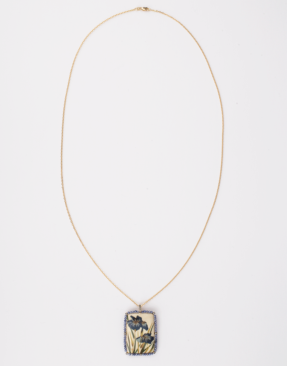 SILVIA FURMANOVICH-Marquetry Blue Flower Necklace-YELLOW GOLD