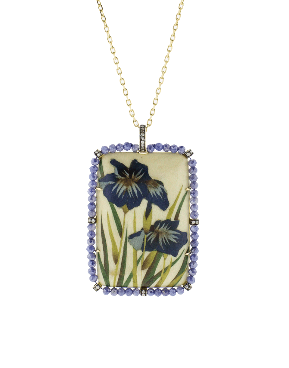 SILVIA FURMANOVICH-Marquetry Blue Flower Necklace-YELLOW GOLD