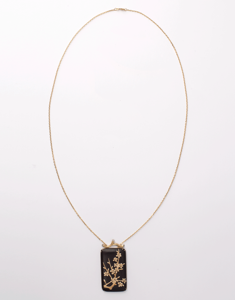 SILVIA FURMANOVICH-Marquetry Floral Pendant Necklace-YELLOW GOLD