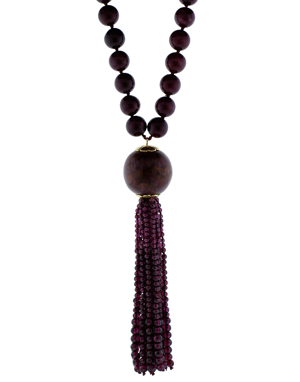 SILVIA FURMANOVICH-Marquetry Light Purple Tassel Necklace-YELLOW GOLD