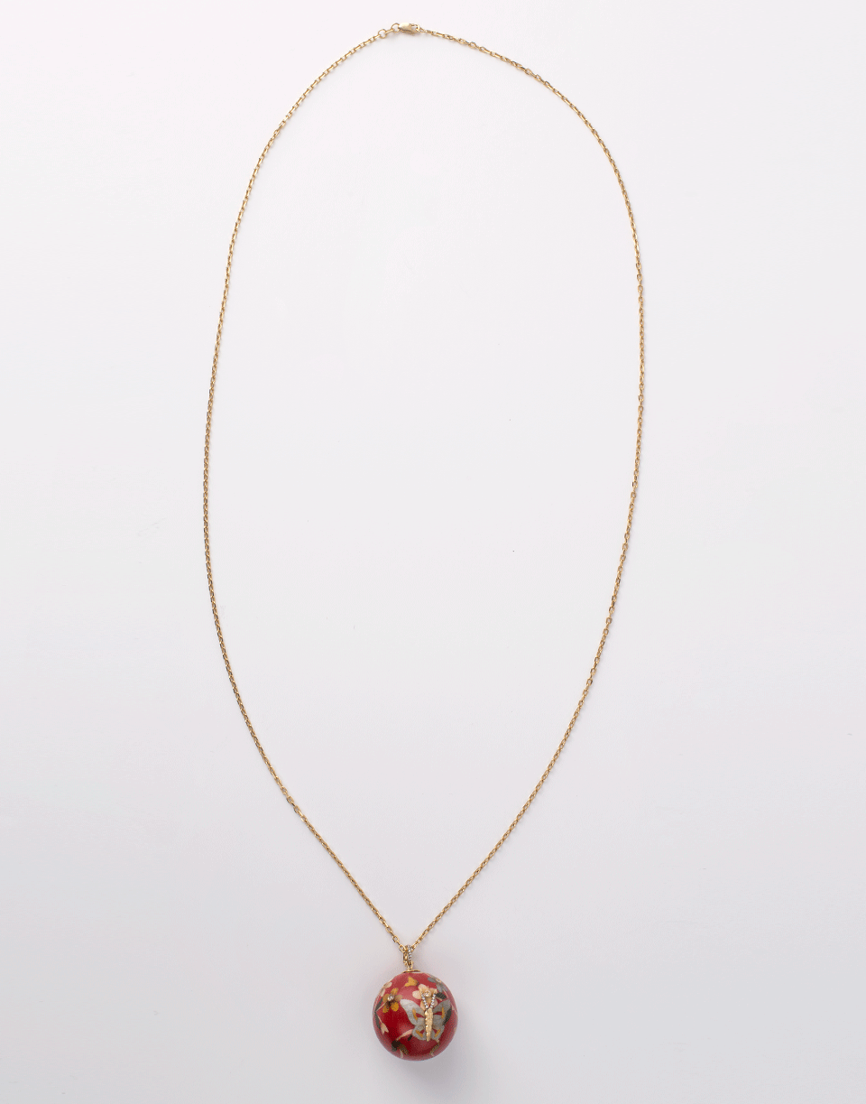 SILVIA FURMANOVICH-Marquetry Red Butterfly Necklace-YELLOW GOLD