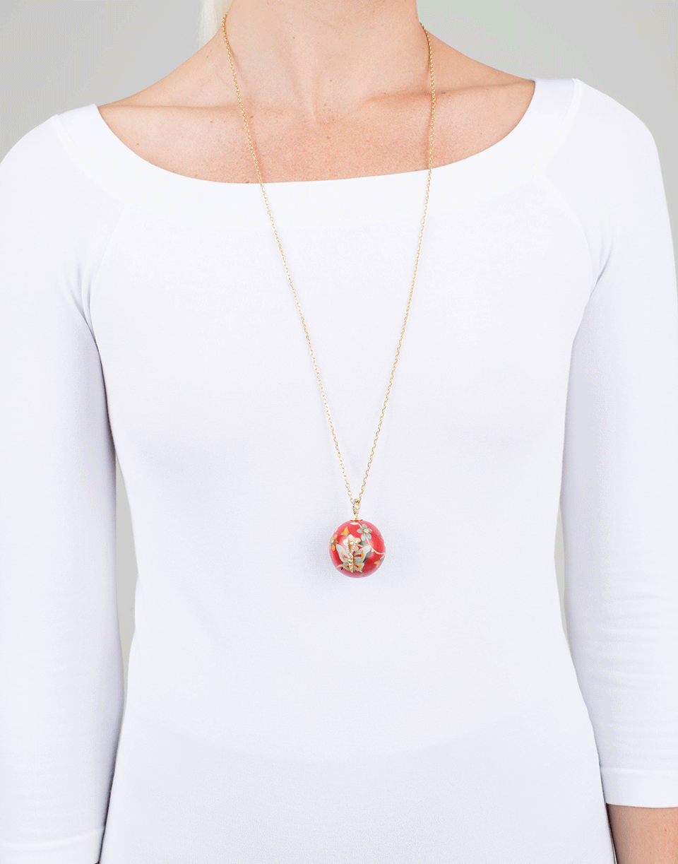 SILVIA FURMANOVICH-Marquetry Red Butterfly Necklace-YELLOW GOLD