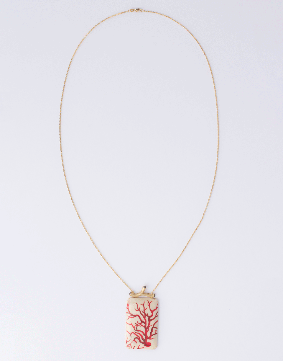 SILVIA FURMANOVICH-Marquetry Red Coral Necklace-YELLOW GOLD