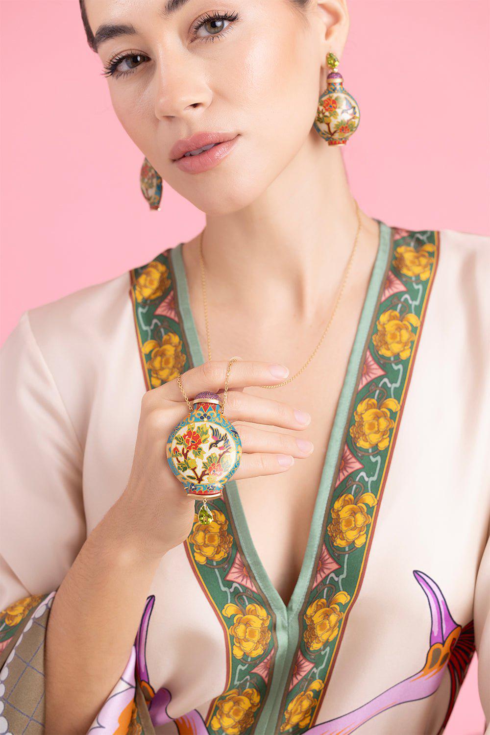 SILVIA FURMANOVICH-Marquetry Snuff Bottle Necklace-YELLOW GOLD