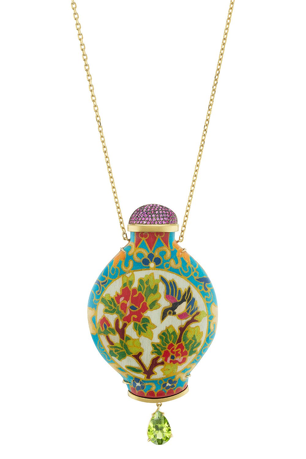 SILVIA FURMANOVICH-Marquetry Snuff Bottle Necklace-YELLOW GOLD